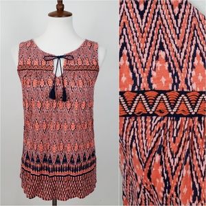 Lucky Brand Boho Tribal Embroidered Tank Top